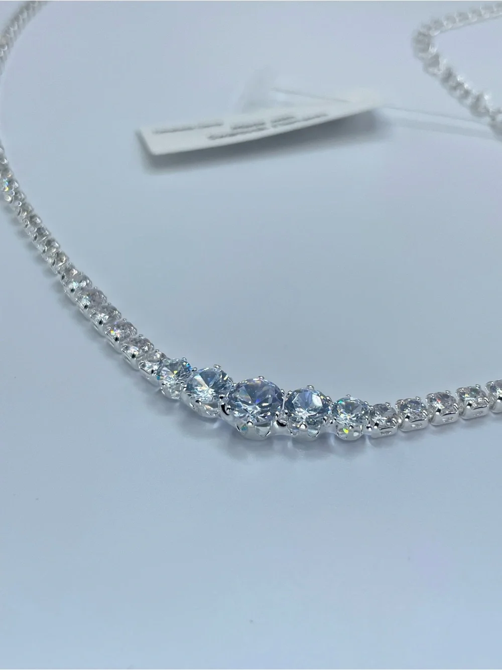 Swarovski Crystal Elements White Crystal Tennis Necklace Bridal Formal